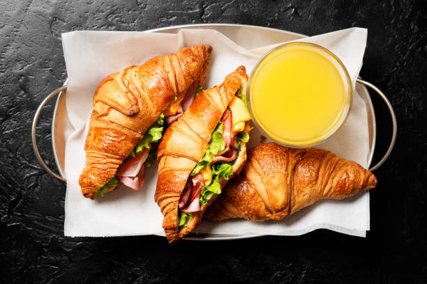 Fresh croissants sandwiches